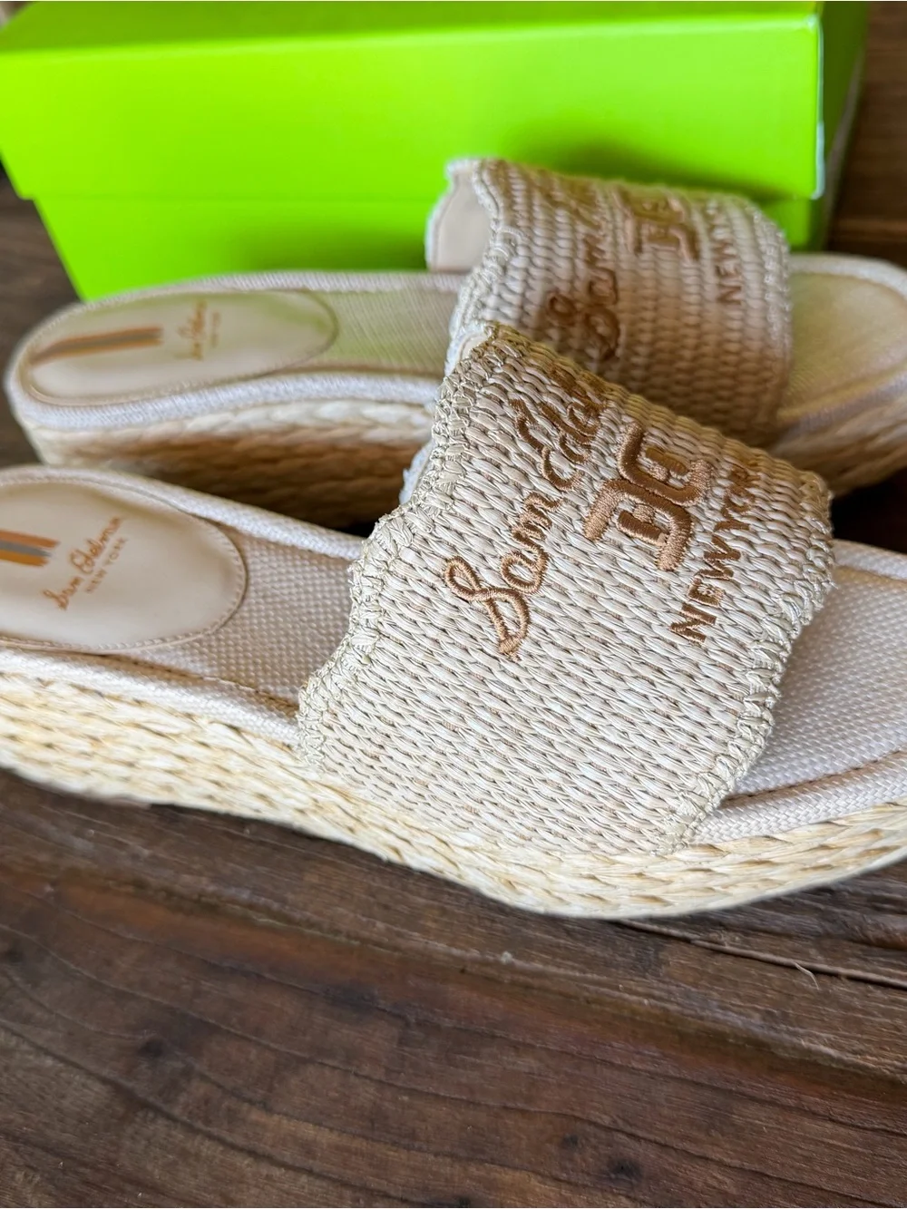 Sam Edelman Camila Platform Wedge Sandal in Sand Raffia